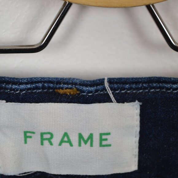Frame Le Mini Boot Raw Hem Womens 25 Stretch 5 Pocket Straight Leg Blue Jeans - Picture 9 of 9